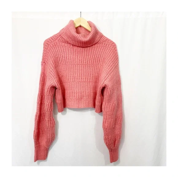 Urban Outfitters Cropped Balloon Sleeve Knit Pullover Sweater in Pink - Picture 7 of 12